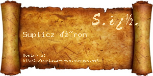 Suplicz Áron névjegykártya